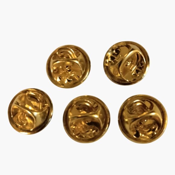 Jewelry - Gold Tone Metal Pinback Buttons Set Of 5 Need Silver